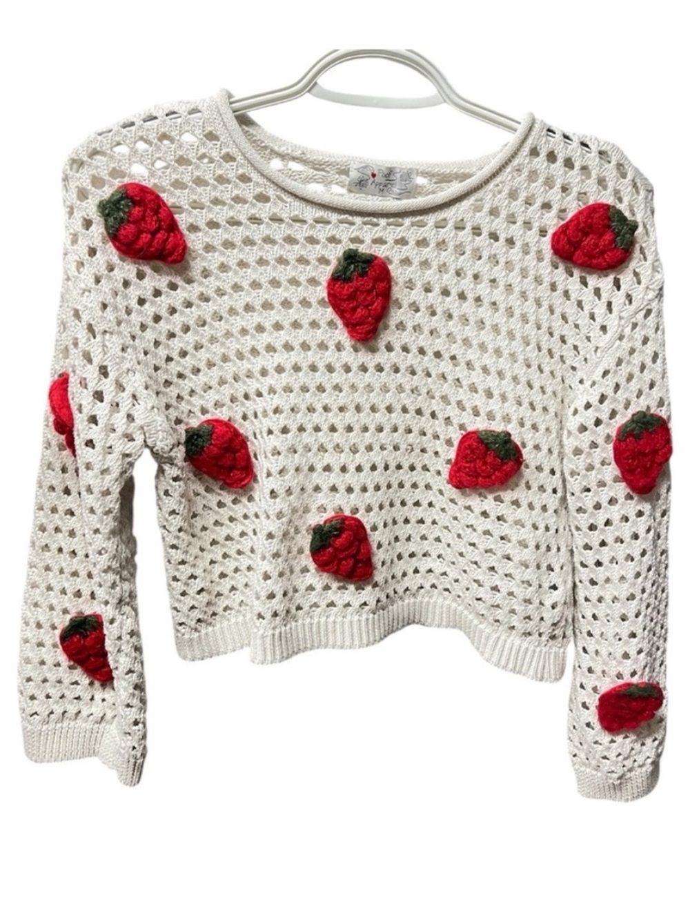 Poof Apparel Knit Crocheted
Cropped Strawberry
Embroidered Crew Neck
Sweeter M